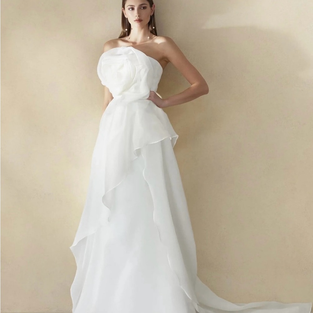 Pronovias White Strapless Wedding Dress